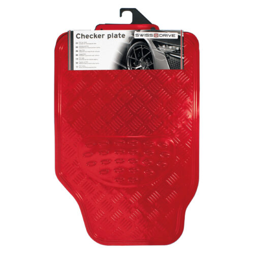 Alfombrilla De Goma Aspecto Aluminio – 4 Piezas – Rojo